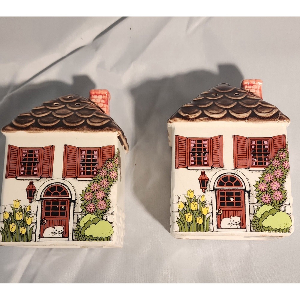 Cottage In The Sun 1980 Cottage Core Salt And Pepper Shakers Set Enesco Imports